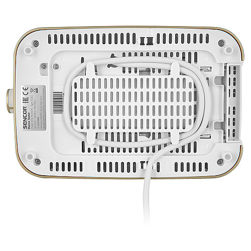Тостер Sencor 930Вт, підігрів, розморожування, підсвічування, пластик, біло-золотий