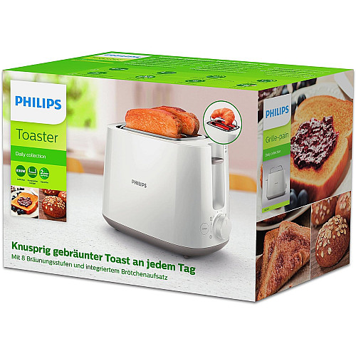 Тостер Philips Daily Collection 830Вт, пластик, білий