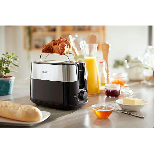 Тостер Philips Daily Collection 830Вт, метал/пластик, чорний