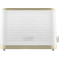 Тостер Sencor 930Вт, підігрів, розморожування, підсвічування, пластик, біло-золотий