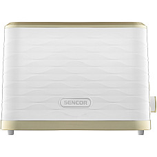 Тостер Sencor 930Вт, підігрів, розморожування, підсвічування, пластик, біло-золотий