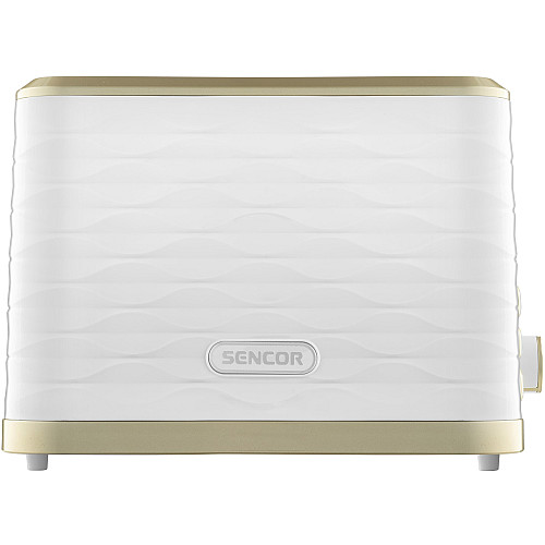 Тостер Sencor 930Вт, підігрів, розморожування, підсвічування, пластик, біло-золотий