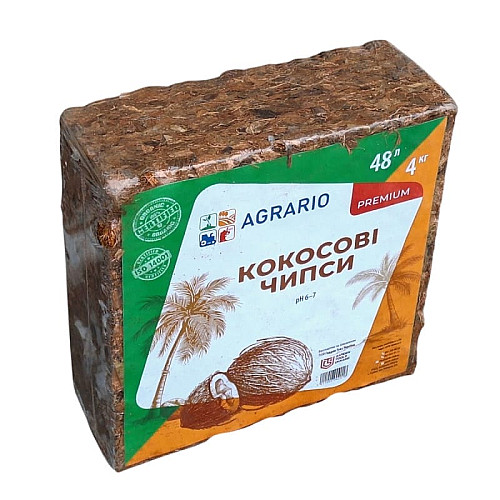 Кокосові чипси Agrario 4 кг для рослин в упакуванні (кокосові чипси Аграріо)