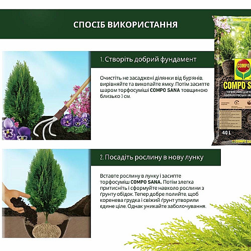 Торфосуміш для хвойних рослин Compo Sana 40 л