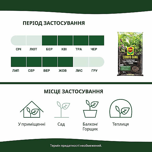 Торфосмесь для зеленых растений и пальм Compo Sana 10 л.