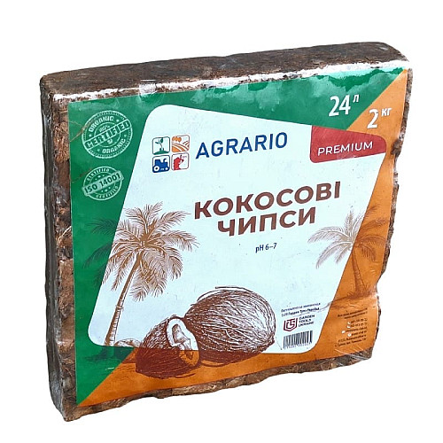 Кокосовые чипсы Agrario 2 кг для растений в упаковке (кокосовые чипсы Аграрио)