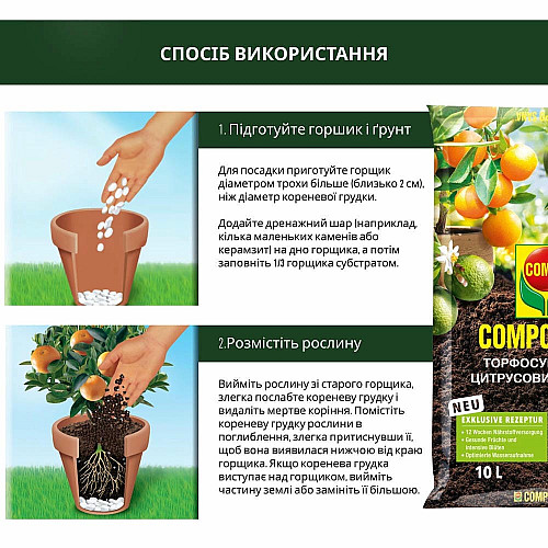 Торфосуміш для цитрусових рослин Compo Sana 10 л