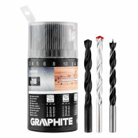 Набір свердл GRAPHITE по металу, дереву, цеглі: 3-6, 8, 10 мм, 18шт