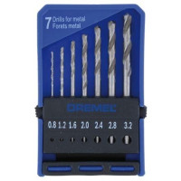 Набор сверл по металлу Dremel 628, 7шт, HSS, 0.8-3мм, кейс