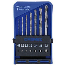 Набір свердел по металу Dremel 628, 7шт, HSS, 0.8-3мм, кейс