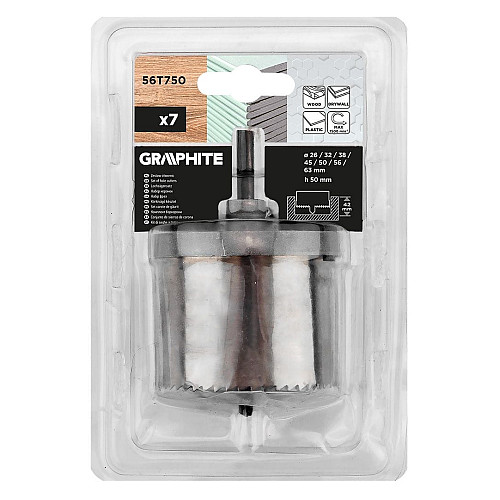 Коронки по дереву GRAPHITE 26-63х50мм 7шт