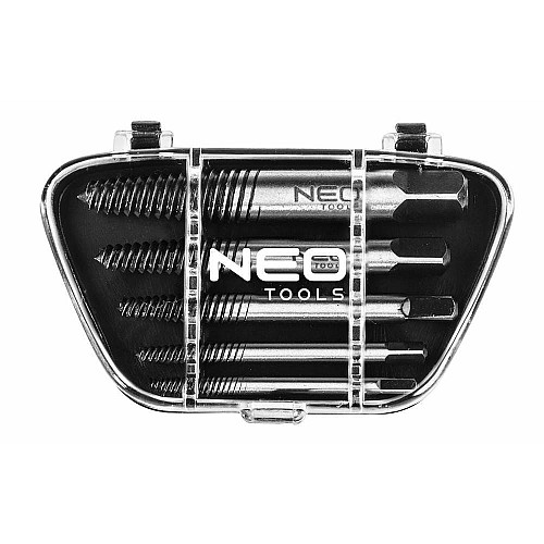 Экстракторы для сломанных винтов Neo Tools, набор 5шт, для винтов М3-18мм, CrMo, футляр