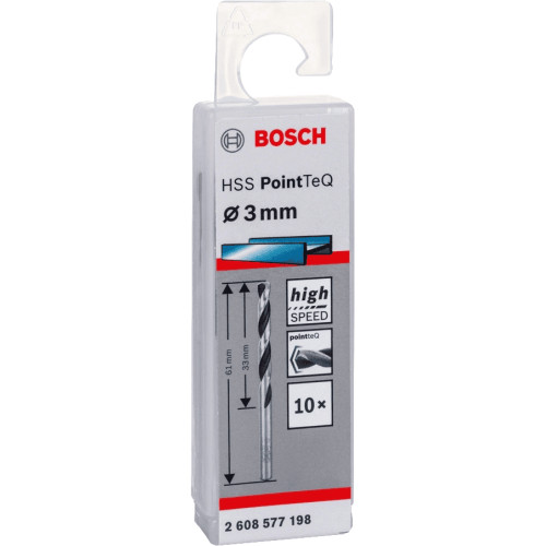 Свердло по металу Bosch HSS-PointTeQ, 3х33х61мм, 10шт