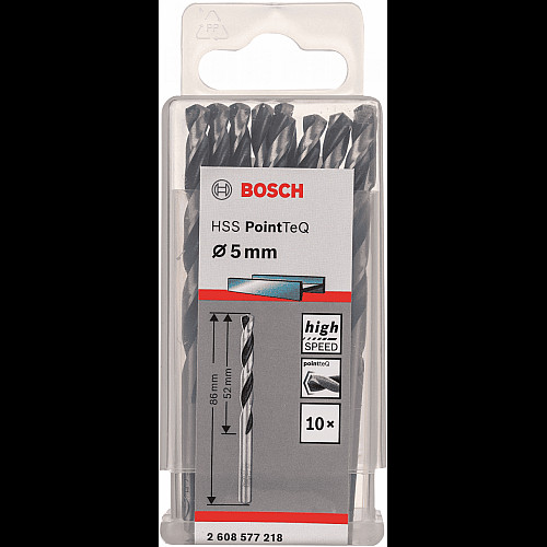 Свердло по металу Bosch HSS-PointTeQ, 5х52х86мм, 10шт