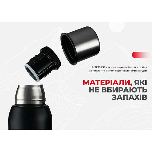 Термос Naturehike Q-9H NH19SJ010, 304 сталь, 1.0 л, черный