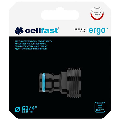 Конектор для крана Cellfast ERGO 3/4' із зовнішнім різьбленням (блістер)