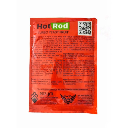 Спиртові турбо дріжджі Hot Rod Fruit на 25 л (60 г) для фруктових браг