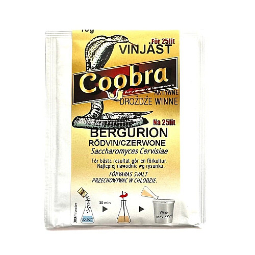 Дрожжи COOBRA Винные BERGURION 10 г + Универсальная подпитка для винных дрожжей Spirit ferm с витаминами 10 г