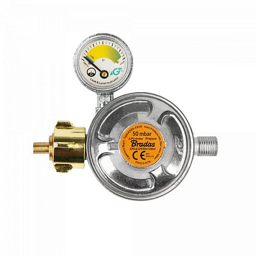 Редуктор газу 50 mbar, 1,5 кг/год., з запобіжним клапаном і манометром, РЗ 1/4