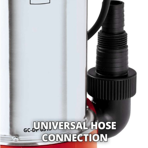 Насос дренажний Einhell GC-DP 6315 N 630Вт, 17000л/год, вис. 8м, глиб. 5м, корпус нерж, 5.5кг