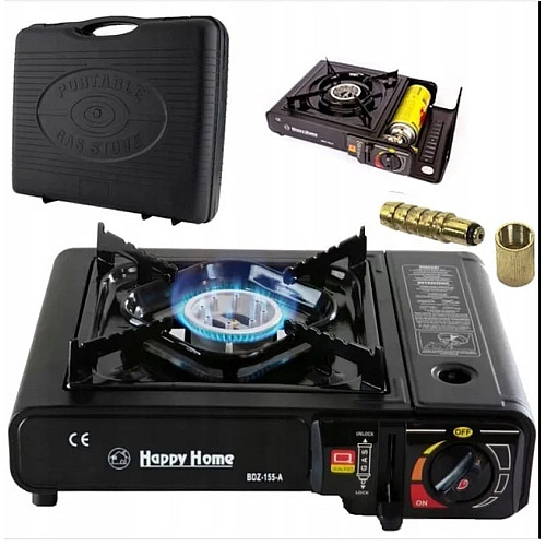 Портативная газовая плитка с пьезоподжигом Happy Home BDZ-155-A и пластиковым кейсом