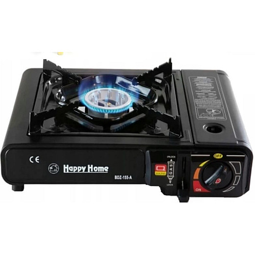 Портативная газовая плитка с пьезоподжигом Happy Home BDZ-155-A и пластиковым кейсом