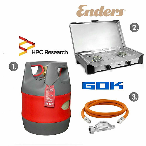 Набір: газова плита Enders Brisbane 2Z сталь з термодатчиком + балон HPCR-G.5 (G.4), 12,7л