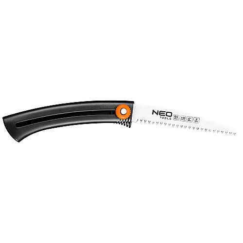 Пила садова Neo Tools, 15см, висувне полотно, 3D зуби, сталь 65Mn, кріплення для пояса, 0.09кг