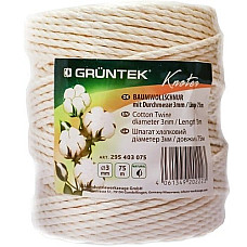 Шпагат бавовняний GRUNTEK 3 мм х 75 м (295403075)