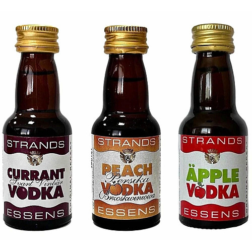 Набор эссенций Strands CURRANT VODKA 25мл - PEACH VODKA 25мл - APPLE (JABŁKO) VODKA 25мл