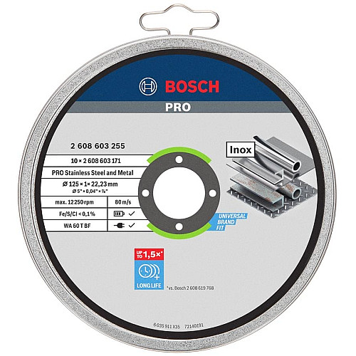 Диск відрізний Bosch Stand PRO по металу, 125х1.0х22.2мм, 10шт