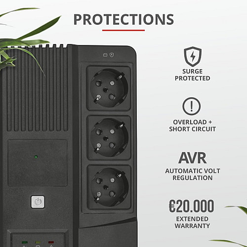 Источник бесперебойного питания Trust Maxxon 800VA UPS 6 standard wall power outlets BLACK