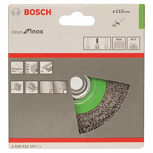 Щітка дискова Bosch нержавіюча 115мм, 0.3мм, M14
