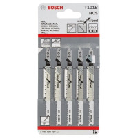 Полотно пиляльне для електролобзика Bosch по дереву T101B, HCS лобзикова, 5шт