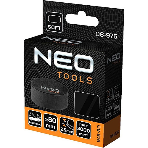 Диск полірувальний Neo Tools, губка м’яка, на липучці, 80x25мм