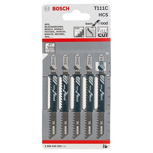 Полотно пилочное для электролобзика Bosch по дереву T111С, 5шт