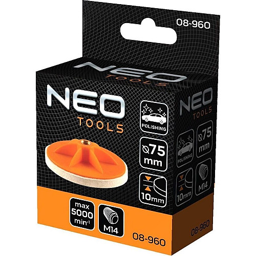 Диск полірувальний Neo Tools, губка середньої твердості , M14, 75x10мм