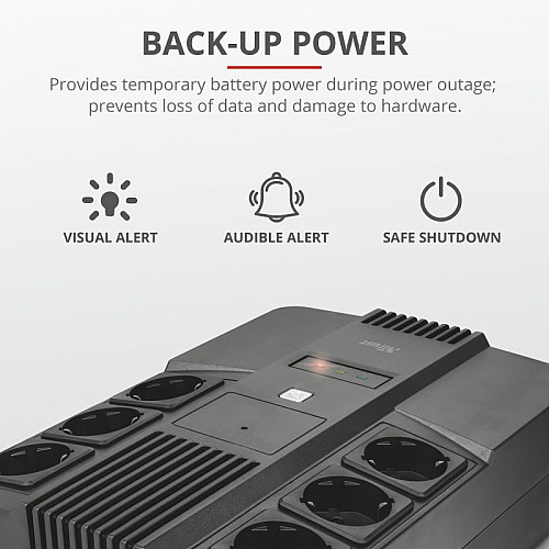 Источник бесперебойного питания Trust Maxxon 800VA UPS 6 standard wall power outlets BLACK