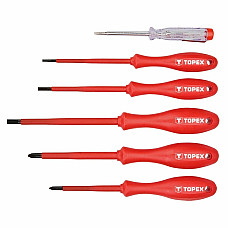 Викрутки TOPEX набір 6шт, діелектричні, тестер напруги, SL,PH, сталь CrMo