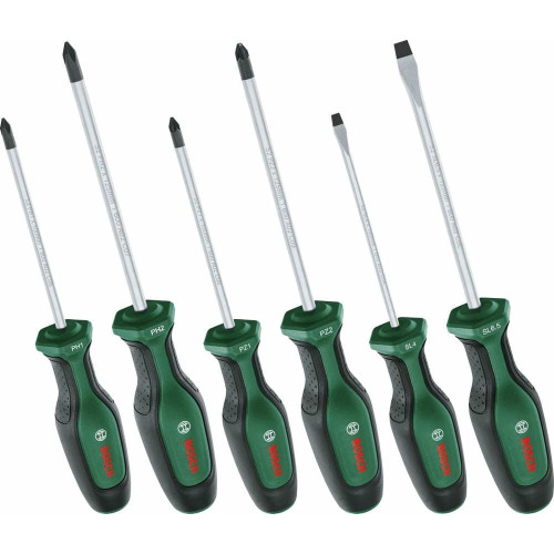 Отвертка Bosch набор 6шт, SL 4, 6.5 мм, PH1х100 мм, PH2х125 мм, PZ1х100 мм, PZ2х125 мм