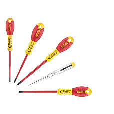 Stanley Викрутка FatMax набір 7шт, для робіт під напругою 1000В, прямий шліц 3.5х75мм/ 5.5х150мм, викрутки під шліц Philips Ph1x100/ Ph2x125