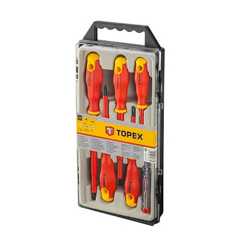 Викрутки TOPEX набір 6шт, діелектричні, тестер напруги, SL,PH, сталь CrV