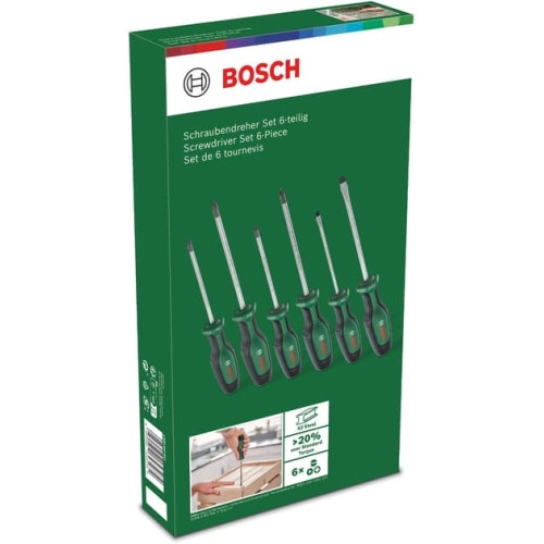 Отвертка Bosch набор 6шт, SL 4, 6.5 мм, PH1х100 мм, PH2х125 мм, PZ1х100 мм, PZ2х125 мм