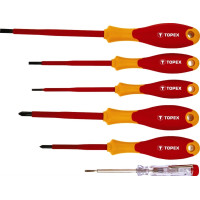 Викрутки TOPEX набір 6шт, діелектричні, тестер напруги, SL,PH, сталь CrMo