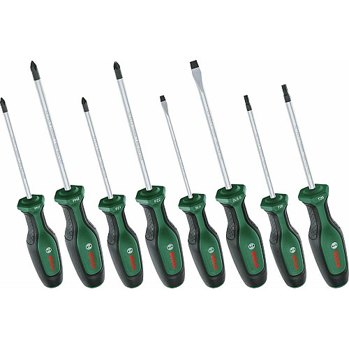 Отвертка Bosch набор 8шт, SL 4, 6.5 мм, PH1х100 мм, PH2х125 мм, PZ1х100 мм, PZ2х125 мм, Т20х100, Т25х100