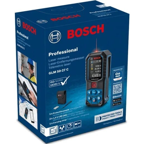 Далекомір лазерний Bosch GLM 50-27 C, 0.05-50м, ±1.5мм, IP65, 0.2кг