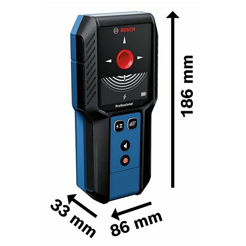 Детектор аккумуляторный Bosch GMS 120-27 Professional до 120мм, 2ААх1.5В, IP54, чехол, 0.24кг