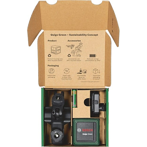 Нивелир лазерный Bosch Quigo Green, точность ±0.8 мм/м, 12 м, зеленый, 0.27 кг
