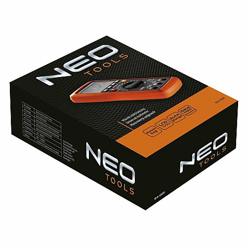 Мультиметр цифровой Neo Tools, 0-300В, широкий ЖК-дисплей с подсветкой, чехол