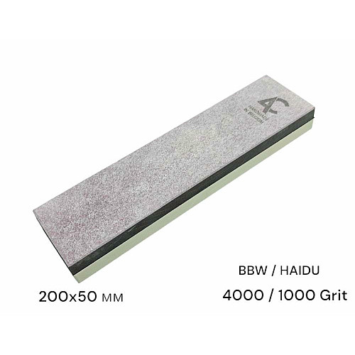 Камень точильный (BBW+HAIDU) 200мм*50мм, 4000/1000 Grit, гранатовый сланец и оксид алюминия Corund Al2O3 (860AC)